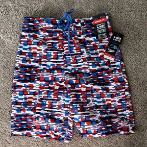 Speedo Men’s Red, Blue & White Patterned Swim Board Shorts